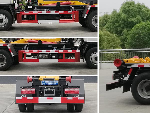 程力威牌CLW5040ZXXHDP型車(chē)廂可卸式垃圾車(chē)-側后防護照片